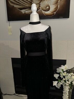 Handmade dress black Victorious velvet dress